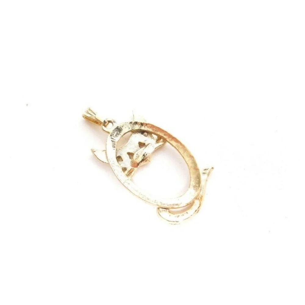 Vintage Gold Kitty Cat Outline‎ Pendant